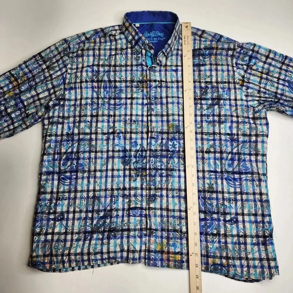 Lansky Bros Paisley Floral Leaves Shirt Long Sleeve Button Up Men's Size XXL - Picture 5 of 11